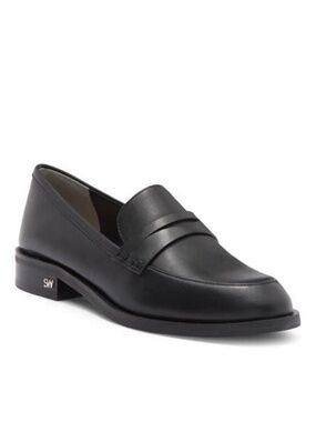 New Stuart Weitzman Emi Penny Loafer Black Leather Sz 8